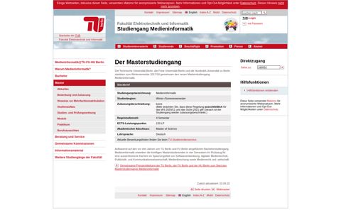 Studiengang Medieninformatik: Master - TU Berlin