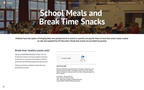 Home - School Meals and Break Time Snacks