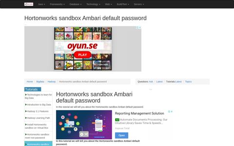 Hortonworks sandbox Ambari default password - RoseIndia.Net