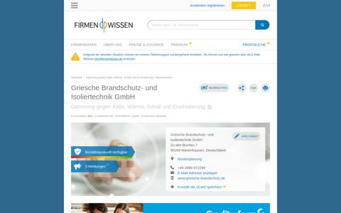 Griesche Brandschutz- und Isoliertechnik GmbH - Firmenwissen