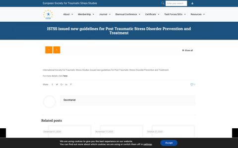 ISTSS issued new guidelines for Post Traumatic Stress ... - estss