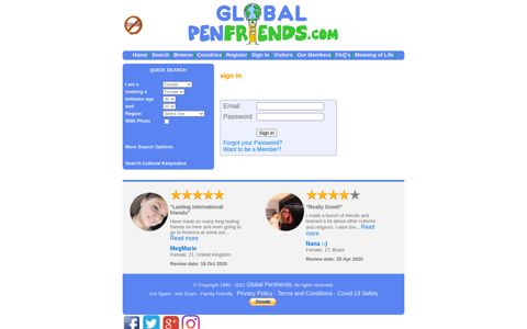 Sign In to Global Penfriends
