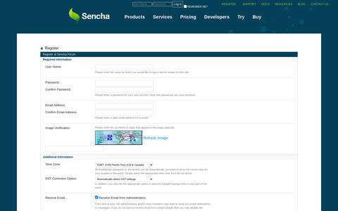 Register at Sencha Forum