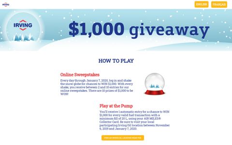Irving - $1000 Giveaway / 1 000 $ à gagner - Irvingfun.com