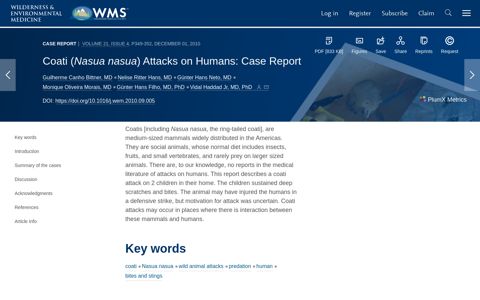 Coati (Nasua nasua) Attacks on Humans: Case Report ...