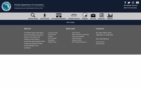 Florida Department of Corrections -- Homepage