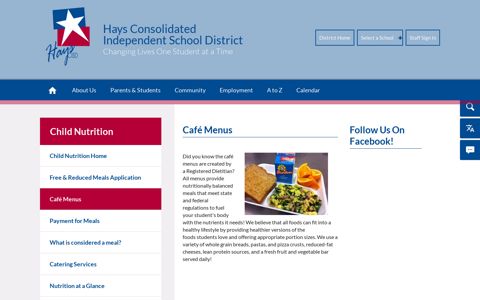 Child Nutrition / Café Menus - Hays CISD