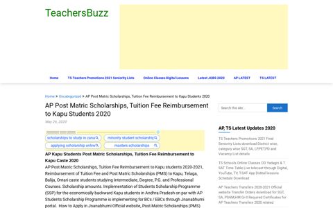 AP Post Matric Scholarships, Tuition Fee Reimbursement to ...
