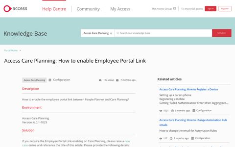 Access Care Planning: How to enable Employee Portal Link