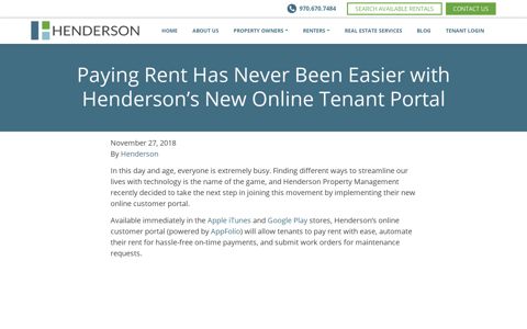 Paying Rent Has Never Been Easier with Henderson's New ...