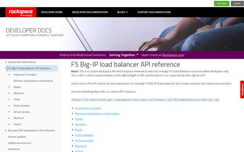 F5 Big-IP load balancer API reference - Rackspace Developer ...