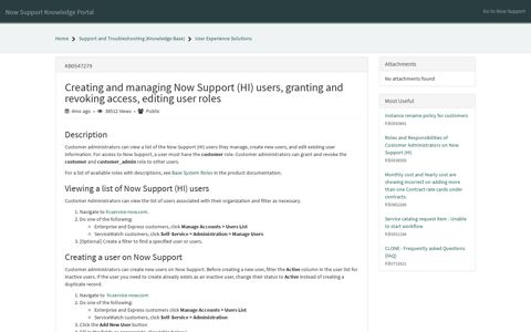 Creating and managing Now Support (HI) users, granting and ...