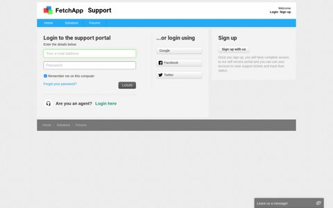or login using - Support