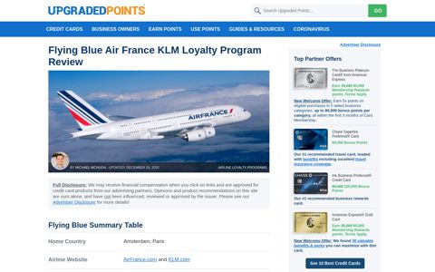 Flying Blue Air France KLM Loyalty Program - The In's & Out's ...