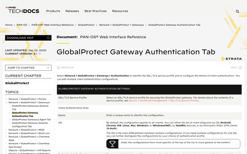 GlobalProtect Gateway Authentication Tab - Palo Alto Networks