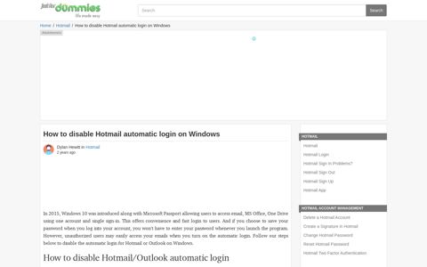 How to disable Hotmail automatic login on Windows | Just 4 ...
