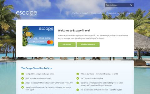 The Escape Travel Money Prepaid MasterCard® Card