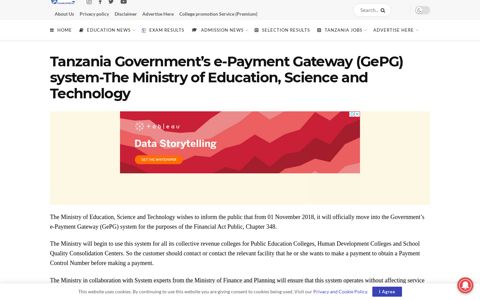 Tanzania Government's e-Payment Gateway (GePG) system ...
