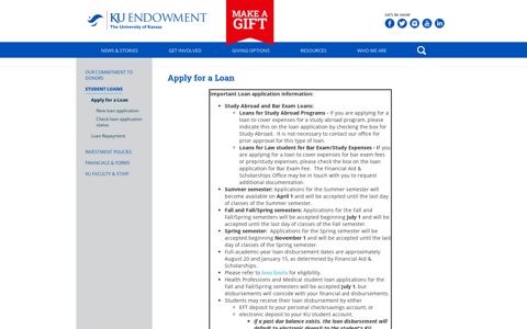 Apply for a Loan - KU Endowment