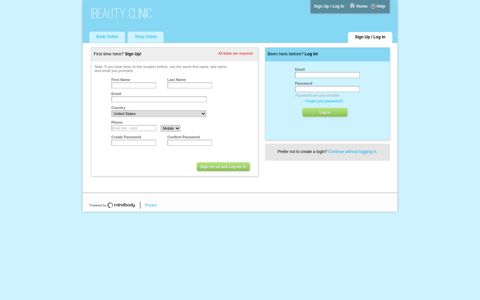iBeauty Clinic > Login Or Sign Up - secure-booker