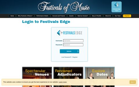 Login to Festivals Edge - Festivals of Music
