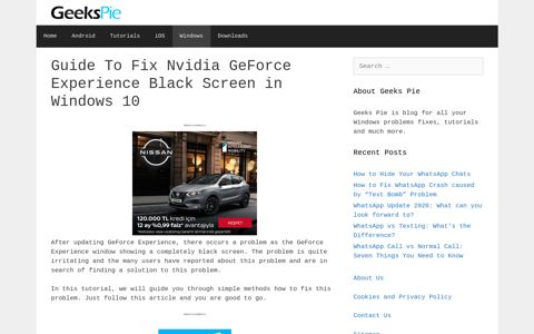 Guide To Fix Nvidia GeForce Experience Black Screen in ...