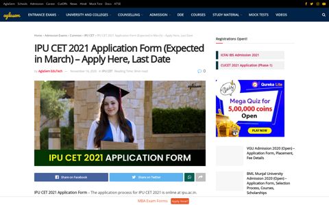 IPU CET 2021 Application Form (Expected in March) - Apply ...