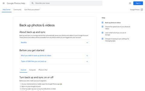 Back up photos & videos - Android - Google Photos Help