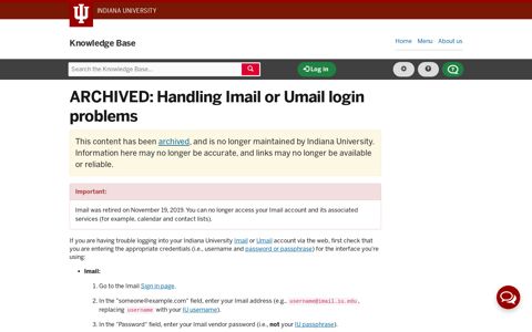 ARCHIVED: Handling Imail or Umail login problems - IU ...