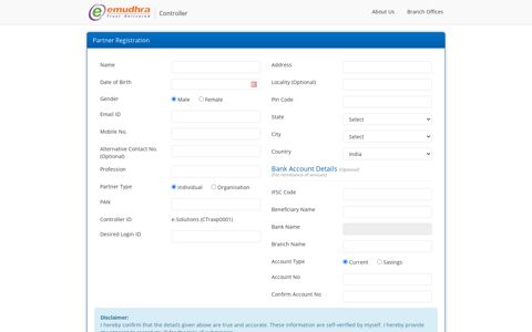 Register Partner: eMudhra Controller Portal