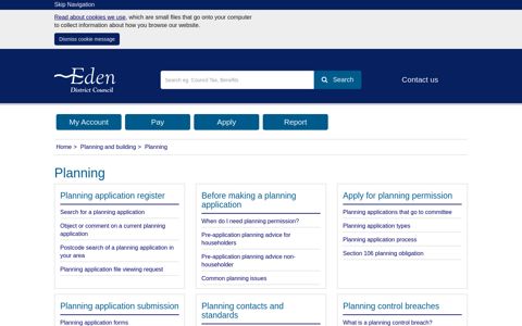 Planning applications, appeals, breaches and contact details