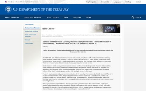 Treasury Identifies Virtual Currency Provider Liberty Reserve ...