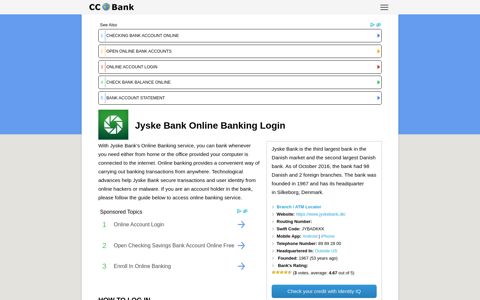 Jyske Bank Online Banking Login - CC Bank
