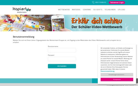 Login Schüler-Video-Wettbewerb – kapiert.de