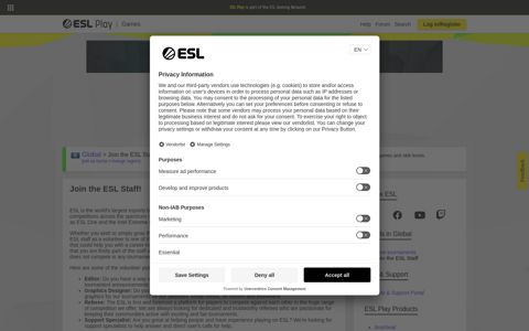 Join the ESL Staff | ESL Play