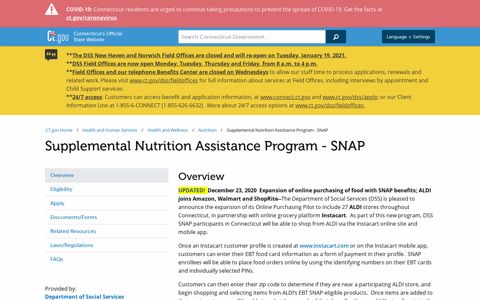 Food Assistance - SNAP - CT.gov