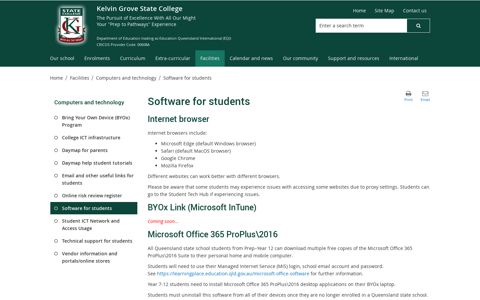 Software for students - Kelvin Grove State College