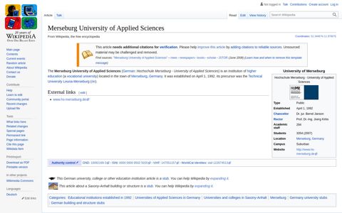 Merseburg University of Applied Sciences - Wikipedia
