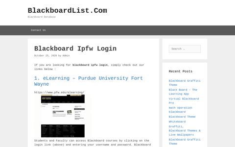Blackboard Ipfw Login - BlackboardList.Com