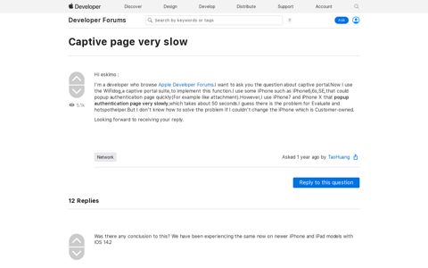 Captive page very slow | Apple Developer Forums