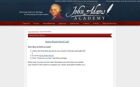 Aeries Parent Portal - John Adams Academy-Roseville