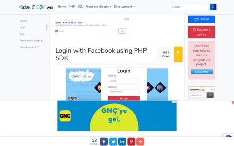 Login with Facebook using PHP SDK - LearnCodeWeb