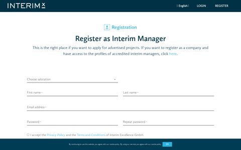 Registration interim-x.com - Login