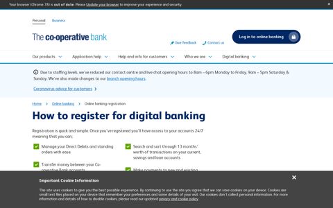 Online Banking | Registration | The Co-operative Bank