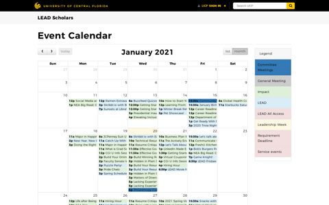 Event Calendar | LEAD Scholars | UCF