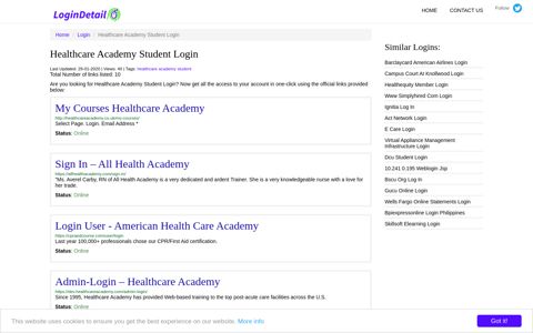 Healthcare Academy Student Login My Courses Healthcare ...