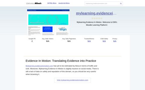 Mylearning.evidenceinmotion.com website. Evidence In Motion