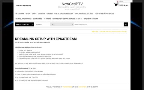 Dreamlink setup with Epicstream - NowGetIPTV
