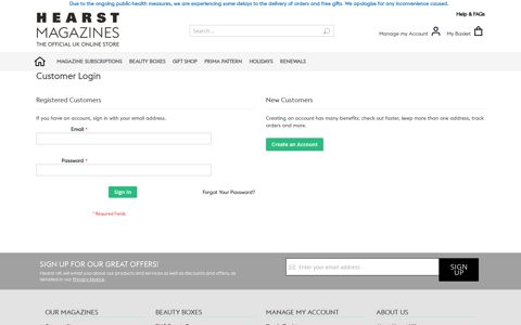 Customer Login | Hearst UK Official Online Store