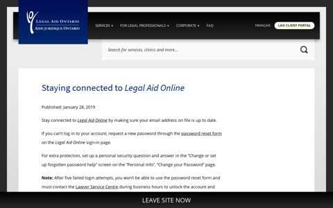 Staying connected to Legal Aid Online – Legal Aid Ontario
